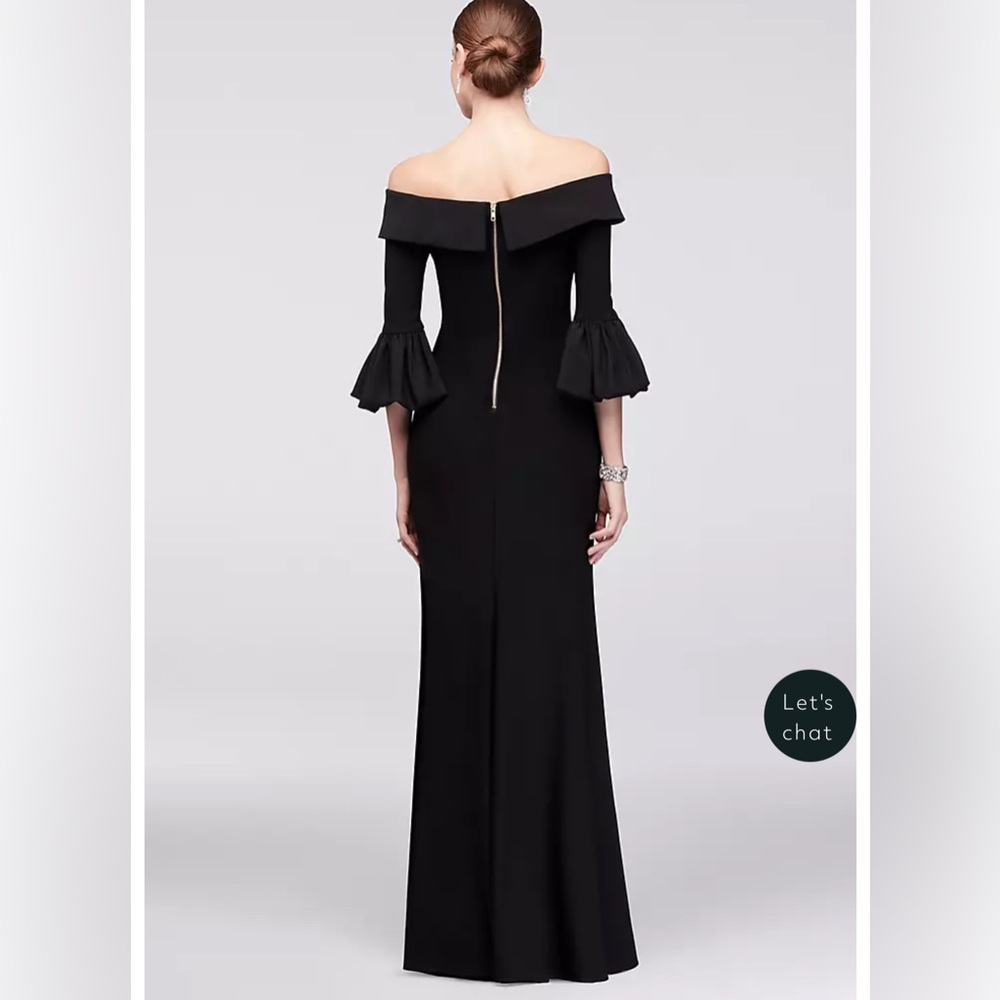Off-Shoulder Bell Sleeve Jersey Evening Gown - Picture 2 of 13